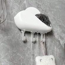 1pc Cloud-Shaped Adhesive Soap Dish Holder, Bathroom Wall Mounted Soap Storage Rack