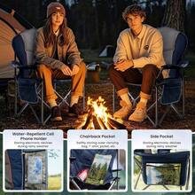 WLOversized Camping Chair Heavy Duty 500LB Portable Folding Chair With Cooler Bag Cup Holder And Waterproof Phone Case For Adults Beach Hiking Backyard Blue And Gray - 藍灰色 - 查看 3