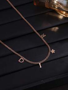 1 件时尚复古字母和星星吊坠项链，适合女性日常佩戴 - 項鍊 - 查看 7