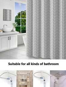 1pc Grey Checkered Bath Curtain, Twill Curtain, High-Quality Peva Curtain, Suitable For Bathroom, Toilet, Dormitory Partition, Metal Buttonholes With Plastic Hooks, Christmas Gift Bathroom Decor