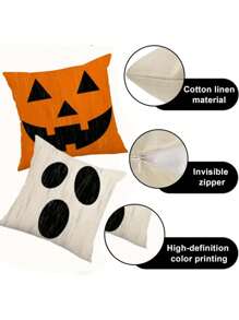 4 Peças Capas de Almofada de Halloween - 45 x 45 cm Capa de Almofada Retro com Expressões de Personagens de Halloween - Capa de Almofada Rústica Colorida de Halloween para Decoração de Casa, Sofá, Presente de Aniversário, Formatura, Decoração de Outono, Decoração de Quarto