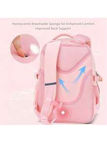 Girls' Cute Kawaii Backpack - Adorable School Bookbag For Kids Aged 6-15, Lightweight Children's Rucksack With Fun Design - Pink - View 4