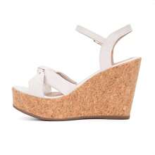 Domidona Women's Wedge Platform Sandal With Bow Strap - 白色 - 查看 4