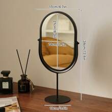 Espejo ovalado dorado elegante, con marco de metal estilizado, superficie de vidrio pulido, espejo de maquillaje portátil para decoración de dormitorio y puerta, sin necesidad de energía, decoración de dormitorio, diseño de espejo estilizado, espejo portátil, espejo decorativo de pared