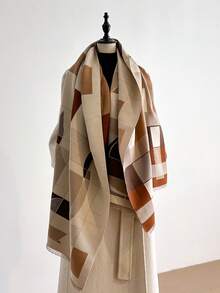 1 chiếc khăn choàng cổ ấm áp bằng vải cashmere giả jacquard họa tiết mèo tối giản, thích hợp cho phòng có máy lạnh, khăn choàng cổ đa năng thời trang cho mùa thu/đông dành cho nữ, khăn choàng mùa đông cho trang phục - Nhiều màu - Xem 13