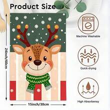 1set/2pcs/100pcs Christmas Deer Pattern Kitchen Rags And Dish Towels, Suitable For Interior Decoration In Restaurants, Kitchens, Bathrooms, Party Decorations, And Can Be Used As Holiday Gifts - Multicolor - View 4