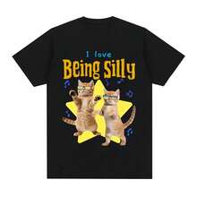 1 Piece Women's Funny Cat Meme T-Shirts, Casual Short Sleeve Tees, Streetwear Tops, Vintage Y2K Graphic Tees, 180g, 100% Cotton. - 白色 10 - 查看 6
