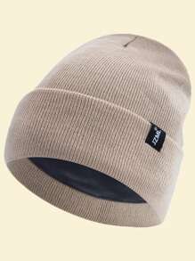 JZML 1 件男女通用时尚缎面衬里光滑防静电便帽，适合秋冬季，日常保暖针织帽秋季装 - Daily Beanie - 查看 14