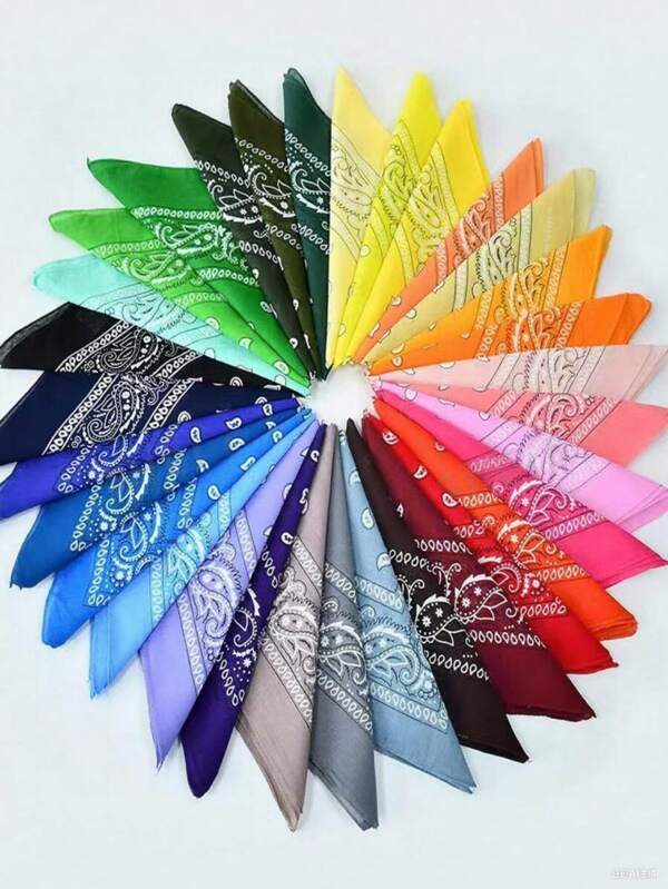 قطعتان من الباندانا بطبعات الباييت والزهور متعددة الاستخدامات، عصابة الرأس، وشاح الرقبة، إكسسوار موضة للرجال