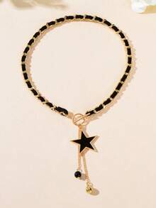 1 Piece Charming Designer Star Pendant Braided Long Necklace With Fringed Ball Pendant For Women Daily Party Jewelry - 均碼+蝴蝶 - 查看 5