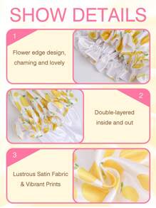 1PC Printed Animal Fruits Casual Cute Satin Hair Bonnet Wide Brimmed Elastic Band Splicing Sigle Layer Sleeping Night Caps For Women Hair Care Hats Curly Bonnet