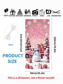 1pc Winter Snowman Blue Door Decor Set, Pine Tree Lantern Snowflake Front Door Hanging Banner Background, Christmas Seasonal Indoor Outdoor Home Decor, Christmas Decoration, Made Of Polyester, Suitable For Christmas Party Decor, Holiday Party Supplies, Photo Prop, New Year, Christmas Christmas Decorations Room Decor - Multicolor - View 14