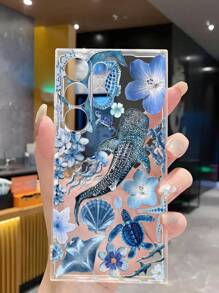 1pc Ocean Blue Whale, Manta Ray, Jellyfish, Turtle Soft Phone Case, Compatible With IPhone, Honor, Redmi, Galaxy A04e/12/A13/A14/A34/A50/A52/A53/A54/S21/S22/S23/S24/S25/S25Ultra, 6A/7A/8A, 12T/13T - Clear - View 5