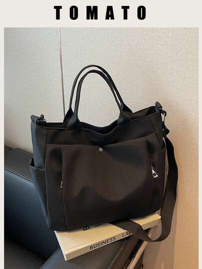 休闲简约风格，可调节肩带，大容量单肩包/斜挎包/日常包。适合日常使用——是旅行、工作、购物、上学、通勤、上学等场合的理想之选。适合女性、年轻职业女性、上班族、女孩、大学生、年轻女性。大容量背包，多隔层设计，非常适合海滩、学校、工作和日常使用。