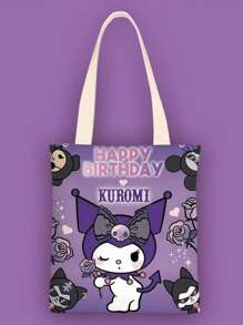 1pc  Tote Bag | Cute Cartoon Print Durable Polyester Reusable Large Capacity Beach Bag, Suitable For Girls, Shopping, Travel And Outdoor Activities, High-Quality Beach Bag, Shopping Accessory, Fun Design, One Side Without Zipper - Multicolor - View 11