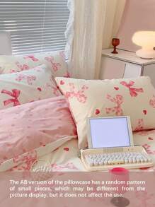 2/3件套蝴蝶结图案，清新可爱，提花工艺，超柔软，男女通用，适合学生、宿舍装饰，甜美可人，春夏被套枕套套装，提供单人床、双人床、大号双人床尺寸。 - 彩色 - 查看 7
