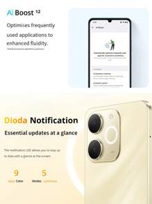 Realme Note 70T 全球解锁智能手机，搭载 Unisoc T7250 八核芯片，6.75 英寸 90Hz HD+ 眼部舒适显示屏，6000mAh 长效电池，13MP 超清晰摄像头，IP54 防尘/防水，4GB+64GB/4GB+128GB/4GB+256GB（黑色/金色） - 金色 - 查看 10