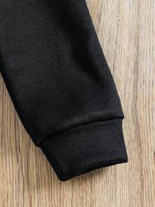 Tween Boy Cartoon Graphic Print Crew Neck Sweatshirt And Sweatpants Set - Black - View 7