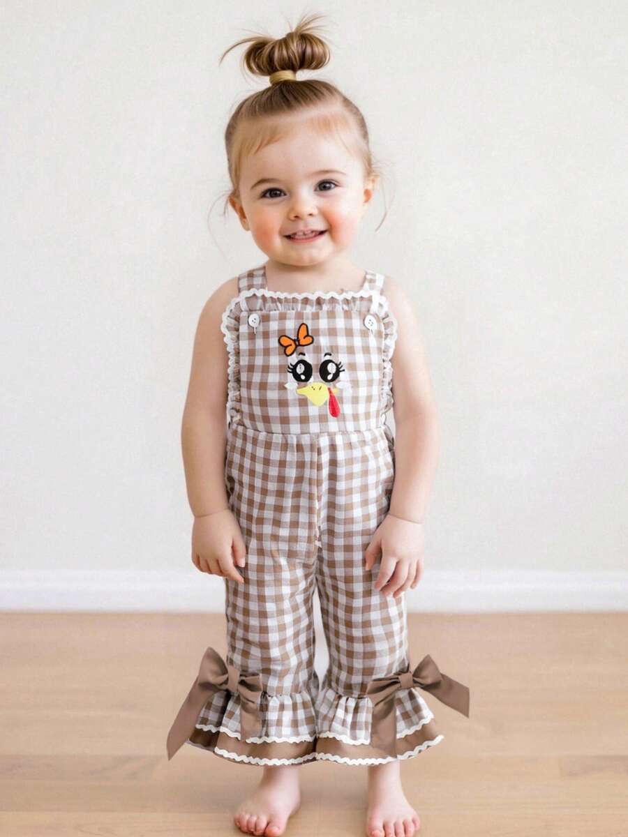 Toddler Baby Girl Thanksgiving Outfits 6 12 18 24M 2 3 4 5T Turkey Romper Long Flared Jumpsuit Thanksgiving Overalls