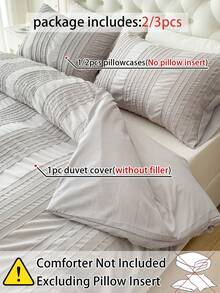 2/3件套波西米亚风3D立体绒面被套套装（不含被芯），（1个被套和半个枕套），四季皆宜的现代绒面床上用品套装 - 淺灰色 - 查看 2