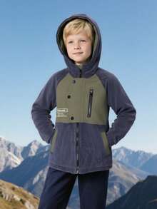 معطف مبطن للأولاد الصغار بأكمام طويلة ودافئ بسحاب، بنمط أرنب كرتوني وزهور، معطف دافئ للشتاء