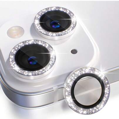 1set Compatible With IPhone11 12 13 14 15 16 17 Pro Max Camera Lens Protector Bling, [Glitter Decoration] Ultra-HD Tempered Glass Cover, Metal Lens Screen Protective Ring Accessories,Glitter Titanium