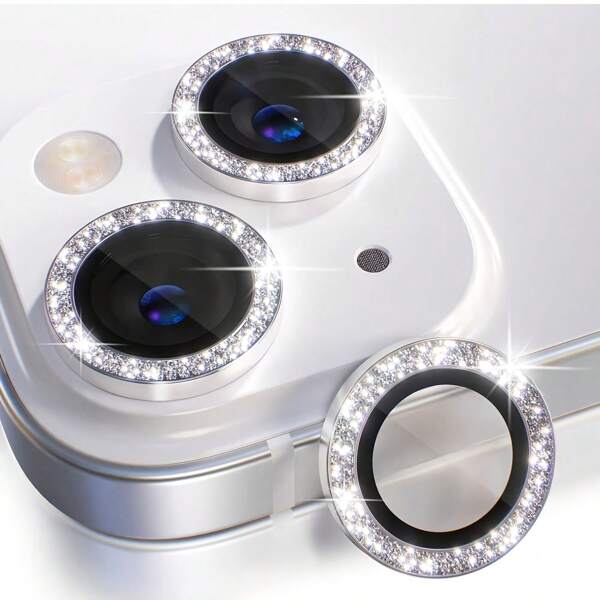 1 zestaw kompatybilny z 11 12 13 14 15 16 17 Pro Max Osłona obiektywu aparatu Bling, [Dekoracja z brokatem] Obudowa ze szkła hartowanego Ultra-HD, Metalowy pierścień ochronny na obiektyw i ekran, Akcesoria z brokatem tytanowym