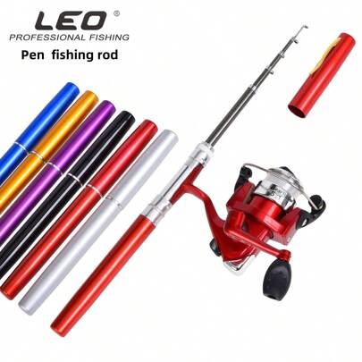 2pcs/Set Pen-Style Fishing Rod & Spinning Reel, Portable Pocket Ice Fishing Rod, Sea Fishing Rod, Fishing Tackle, Lure Fishing Gear