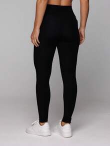 LOT FITNESS Black Polyamide Leggings With Pocket, Polyamide Gym, Women's Flower Duo Collection - Black - View 6