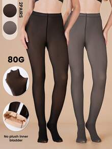 1/2 Paar Damen Schwarze Transparente Strumpfhosen, Große Größen, Bauchkontrolle, Po-Anhebung, Hohe Elastizität, Pillingresistent, Geeignet für Lässig, Büro und Business Tragen im Herbst und Winter