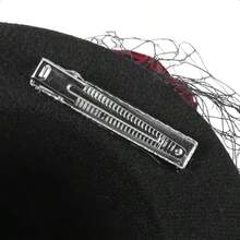 BESPORTBLE Victorian Mini Top Hat Classic Black Hat Hair Clip With Red Rose And Veil Elegant Fascinator For Cocktail Tea Party Women's Accories - 如圖 - 查看 5