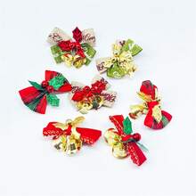35PCS Mini Bows With Bells Ornaments Christmas Gift Wrapping Accessories For Christmas Tree Wedding Party, Christmas Gift Room Decor