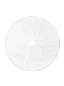1pc Christmas Home Decor Christmas Tree Skirt, Sequin Snowflake White Faux Fur Snowflake Tree Skirt, Soft Cozy Christmas Decoration Pure White Plush Tree Skirt, Versatile Christmas Tree Skirt Accessory