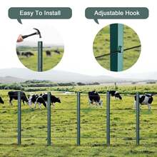 5 Pack Metal Fence Post, 7 Feet Heavy Duty Garden With U-Post, No Dig Garden Fence Stakes For Temporary Fencing, Corner Anchor - 綠色 - 查看 4