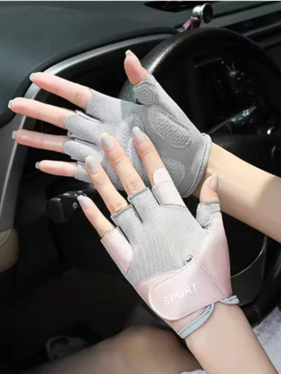 A Pair Of Fitness Women's Half-Finger Gloves That Prevent Calluses, Suitable For Outdoor Cycling, Anti-Slip And Wear-Resistant, For Rock Climbing, Weightlifting, Rope Skipping, And Horizontal Bars.