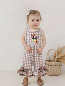 Toddler Baby Girl Thanksgiving Outfits 6 12 18 24M 2 3 4 5T Turkey Romper Long Flared Jumpsuit Thanksgiving Overalls