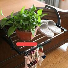 Tendedero plegable montado en la pared hecho de acero inoxidable, adecuado para balcones, color negro, 40*32cm - negro - Ver 2