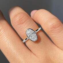 1pc Fashionable Cubic Zirconia Oval Center Stone Women's Commuter Ring - Personalized Rings - View 15