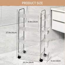 4 Tier Rolling Cart , Acrylic Storage CartsUtility Carts Storage Organizer Serving Cart For Office, Living...