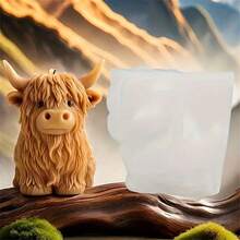 Khuôn nến silicon Highland Cow - Hình động vật dùng cho đồ thủ công DIY, nhựa và trang trí nhà nông, bền và dễ vệ sinh, hoàn hảo cho nến thủ công và trang trí nhà cửa, vật dụng làm nến, mẫu thủ công, bề mặt nhẵn, khuôn đất sét - trắng - Xem 5