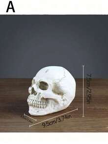 1pc Life-Size Resin Skeleton Decoration, Halloween Table Decor, Wedding Decor, Birthday Party Decoration, Realistic Adult Skull Model, Gothic Halloween Room Decor, Smiling Face - Multicolor - View 4