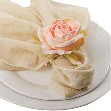 6pcs/Set Elegant Fresh Mori Simulation Rose Napkin Rings Twine Napkin Rings, Suitable For Weddings, Birthday Parties, Graduation, Christmas, Daily Table Decorations, Etc. - Pink - View 3