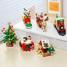 Christmas Building Blocks Toy Set, Train, Santa Claus, Gingerbread House, Stocking, Reindeer, Santa Claus, Apple House, Christmas Tree, Vintage Christmas Snow House, Holiday Decor Building Blocks Set, Adult Creative Holiday Gift, Adult Building Blocks Set, Christmas Gift, New Year Gift, Party Gift - Multicolor Christmas Snow House Building Block Set - View 2