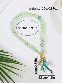 1 chiếc vòng cổ mặt dây chuyền trang trí bằng hạt Acrylic phong cách đại dương, san hô và ngọc trai, phù hợp với trang phục hàng ngày và ngày lễ của phụ nữ - màu xanh lá - Xem 4