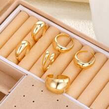 9pcs/Set Geometric Metal Rings, Women Jewelry Ring Set, Suitable For Daily Matching Accessories (Mixed, No Box)