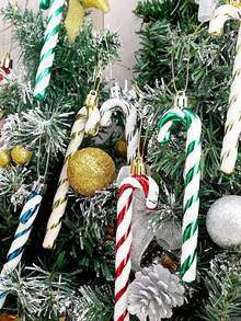 6 đồ trang trí kẹo que Giáng sinh - Mặt dây chuyền trang trí cây thông Noel lễ hội, đồ thủ công kẹo que, phụ kiện vòng hoa tự làm và đồ dùng cho bữa tiệc ngày lễ, Giáng sinh - Nhiều màu - Xem 5