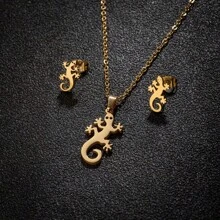 3 Stücke/Set, modische Edelstahl Halsketten-Set für Damen und Paare mit Tierelementen, geeignet für den täglichen Lässig-Stil