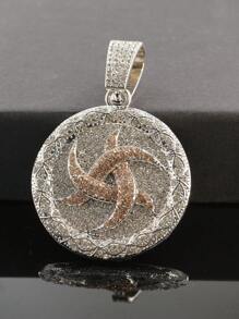 1 件男女通用个性化符号圆形吊坠项链，时尚百搭项链配饰