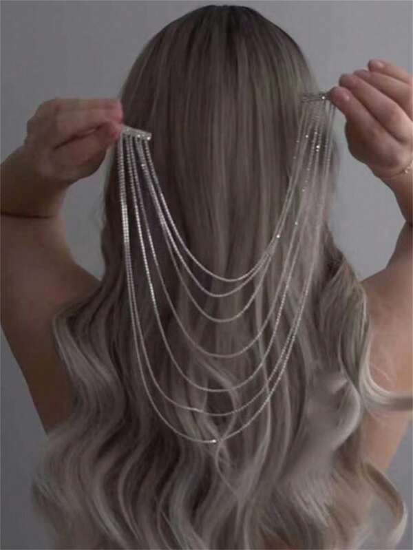 1 buc. Bentiță strălucitoare cu ciucuri și strasuri, accesoriu de bijuterii pentru femei, petrecere de nuntă