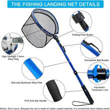 Portable Telescopic Fishing Net, High-Strength Aluminum Alloy Foldable Kayak Net, Lightweight Super Durable Rubber Fishing Net, Outdoor Fishing Accessories, Suitable For Freshwater And Saltwater - Multicolor - View 6
